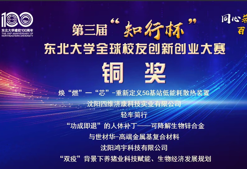 【企业新闻】“基于数据驱动的耐火材料企业集群工业互联网平台”项目 荣获第三届“知行杯”东北大学全球  校友创新创业大赛铜奖